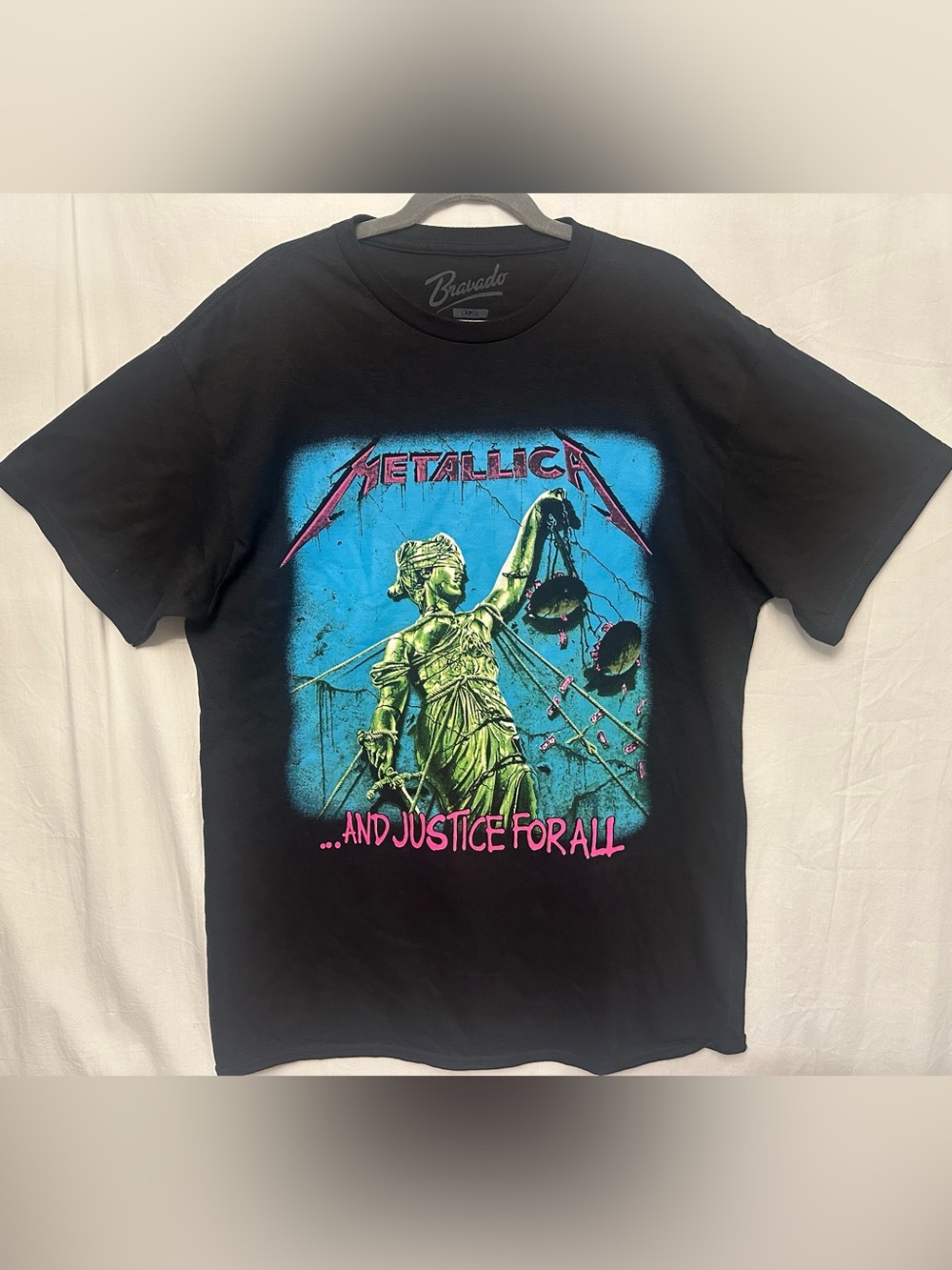 Metallica And Justice For All T Shirt Bravado Black Graphic Tee Large